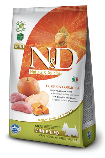 FARMINA Natural & Delicious Grain Free Pumpkin Formula Boar and Apple Adult (Mini) Dry Dog Food