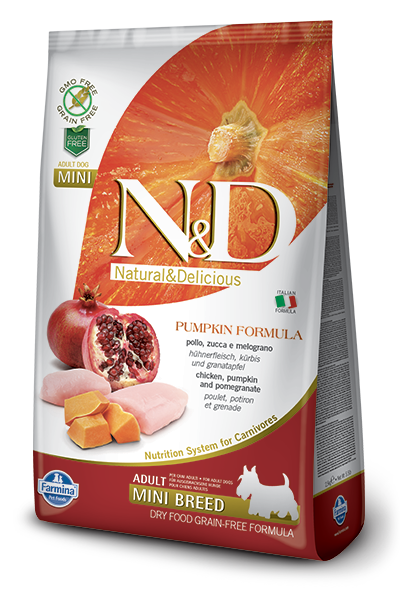FARMINA Natural & Delicious Grain Free Pumpkin Formula Chicken and Pomegranate Adult (Mini) Dry Dog Food
