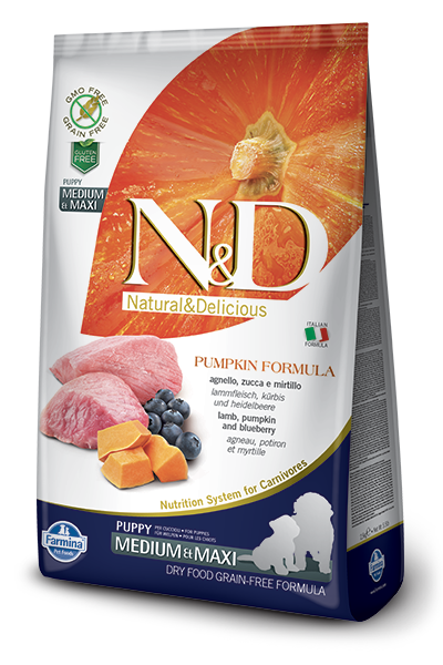 FARMINA Natural & Delicious Grain Free Pumpkin Formula Lamb and BB Puppy (Med/Maxi) Dry Dog Food