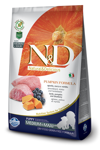 FARMINA Natural & Delicious Grain Free Pumpkin Formula Lamb and BB Puppy (Med/Maxi) Dry Dog Food