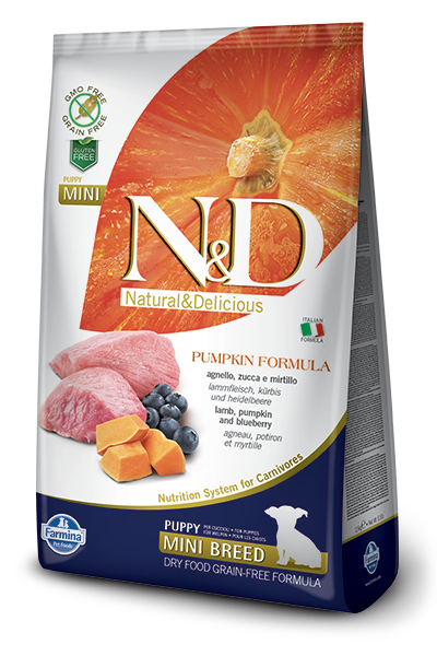 FARMINA Natural & Delicious Grain Free Pumpkin Formula Lamb and BB Puppy (Mini) Dry Dog Food