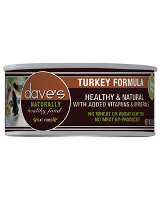 Daves Naturally Healthy Grain Free Canned Cat Food Turkey Dinner 5.5oz