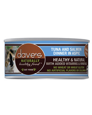 Daves Naturally Healthy Grain Free Canned Cat Food Tuna and Salmon 5.5oz