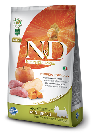 FARMINA Natural & Delicious Grain Free Pumpkin Formula Boar and Apple Adult (Mini) Dry Dog Food