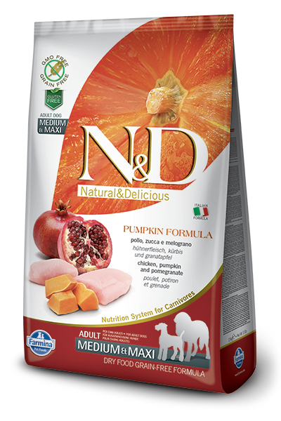FARMINA Natural & Delicious Grain Free Pumpkin Formula Chicken and Pomegranate Adult (Med/Maxi) Dry Dog Food