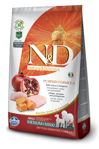 FARMINA Natural & Delicious Grain Free Pumpkin Formula Chicken and Pomegranate Adult (Med/Maxi) Dry Dog Food