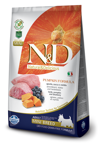 FARMINA Natural & Delicious Grain Free Pumpkin Formula Lamb and BB Adult (Mini) Dry Dog Food