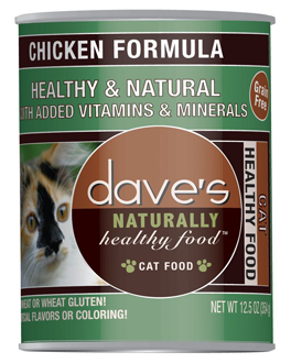 Daves Naturally Healthy Canned Cat Food Grain Free Chicken 12.5oz